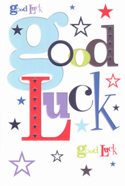 This uplifting good luck card, cherished by many in Yiewsley for celebratory moments and send-offs, radiates positivity and design flair. Its centerpiece-the large, joyful baby-blue 'g'-invites the eye, while supporting letters in bold red and rich violet add both depth and vibrancy, all set against a clean white backdrop. Whimsical stars in shades of indigo, sky blue, and lavender scatter across the card, echoing evening skies above Thorney Park or the shimmering waters of the Grand Union Canal. The smooth feel of the card stock invites a gentle touch, much like the satisfying sensation of selecting the perfect bloom in a Yiewsley flower shop. Each thoughtfully crafted letter and luminous star conveys more than just words; they embody the feeling of encouragement and hope shared between neighbors on Otterfield Road or friends gathering at Yiewsley Recreation Ground. This card is an ideal keepsake for marking milestones or embracing new challenges, its design a subtle reflection of Yiewsley's supportive and festive spirit.