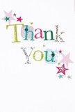 There's a gentle, heartfelt cheer to this thank you card that brings to mind the vibrant yet close-knit spirit of Yiewsley's neighbourhoods. The phrase 'Thank You' gracefully parades across the card in a festival of colour-sparkling silver, radiant yellow, lush green, and tranquil blue-each letter uniquely patterned with dots or delicate stitched accents. Floating around the message, stars in shades of pink, teal, and subtle glimmers of silver create a celebratory swirl, reminiscent of the joy found in Yiewsley parks and riverside walks. The white background grants an easy openness, ensuring the design never overwhelms but lifts the mood with its calm brightness. This is the kind of card that could be handed to a friend after a day spent along the canal or tucked in with flowers sent to say 'thank you' for a neighbour's kindness on Harmondsworth Road. Its light arrangement and sincere composition evoke a sense of gratitude that feels at once playful and deeply genuine-like a smile exchanged between friends in the heart of Yiewsley, threaded with local warmth and appreciation.